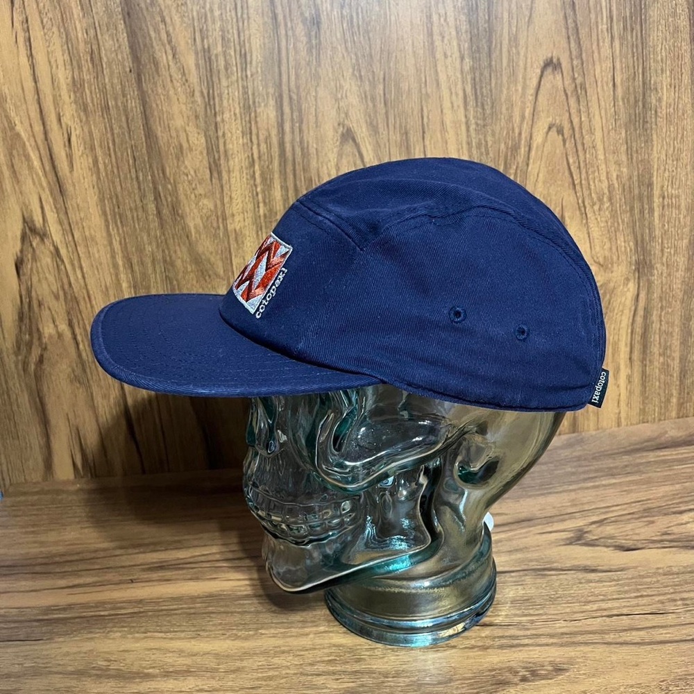 Cotopaxi 5 Panel Zig Zag faded Navy blue Hat Cap Chevron Logo Buckle Strapback